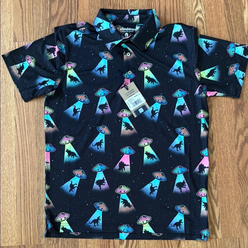 Chubbies Black UFO Print Polo Shirt